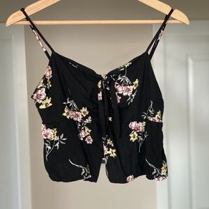 Garage Floral Tie-Front Crop Top